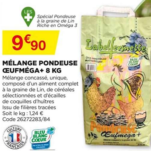mélange pondeuse oeufméga+ 8 kg