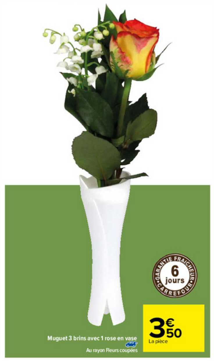 muguet 3 brins ave 1 rose en vase