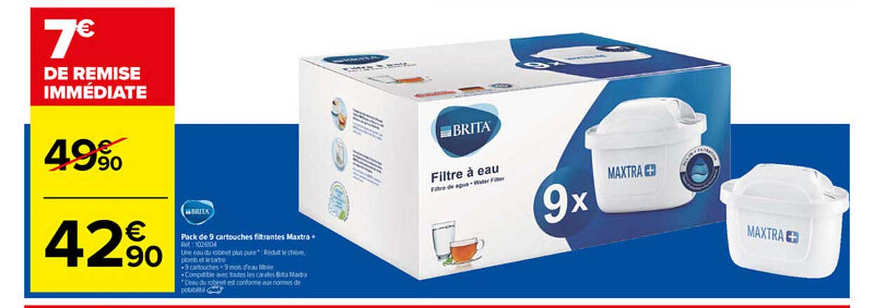 pack de 9 cartouches filtrantes maxtra+ brita