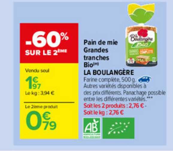 pain de mie grandes tranches bio la boulangère