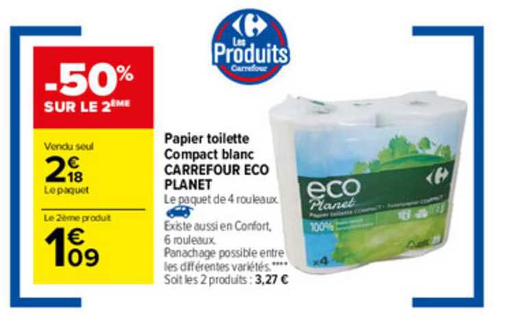 papier toilette compact blanc carrefour éco planet