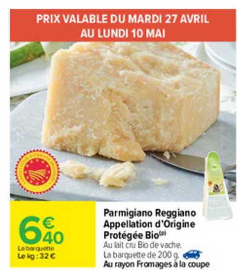 parmigiano reggiano appellation d'origine protégée bio