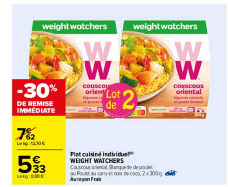 plat cuisiné individuel weight watchers