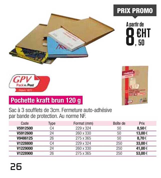 Pochette Kraft Brun 120 G