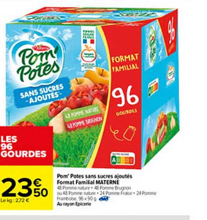 pom'potes sans sucres ajoutés format familial materne