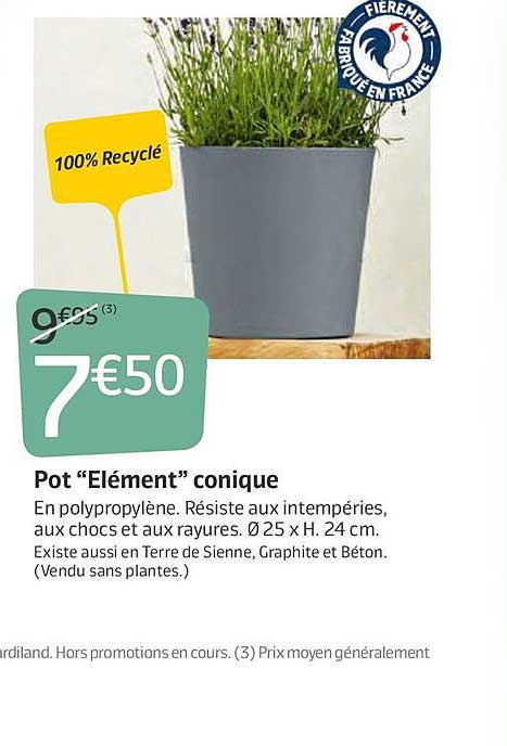 pot "élément" conique