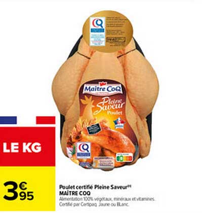 poulet certifié pleine saveur maître coq