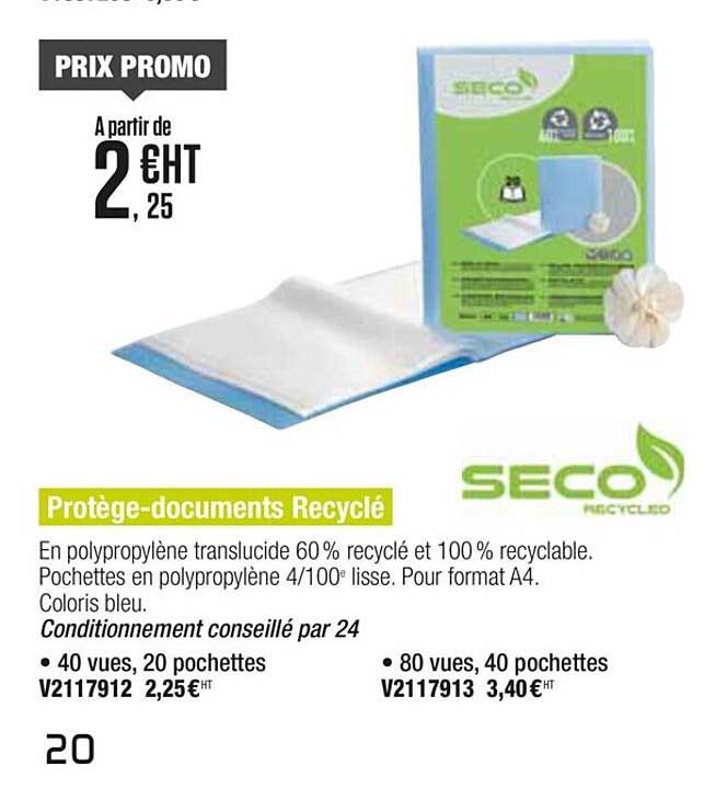 protège-documents recyclé seco