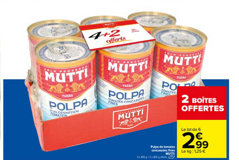 pulpe de tomates concassées fines mutti