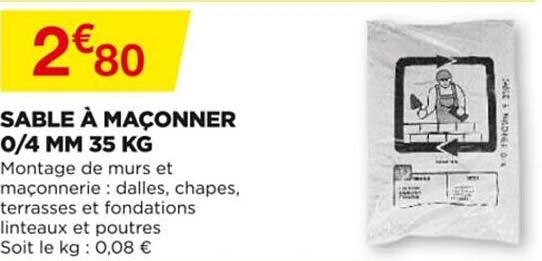 Sable à Maçonner 0-4 Mm 35 Kg