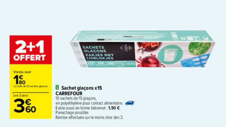 sachet glaçons x15 carrefour