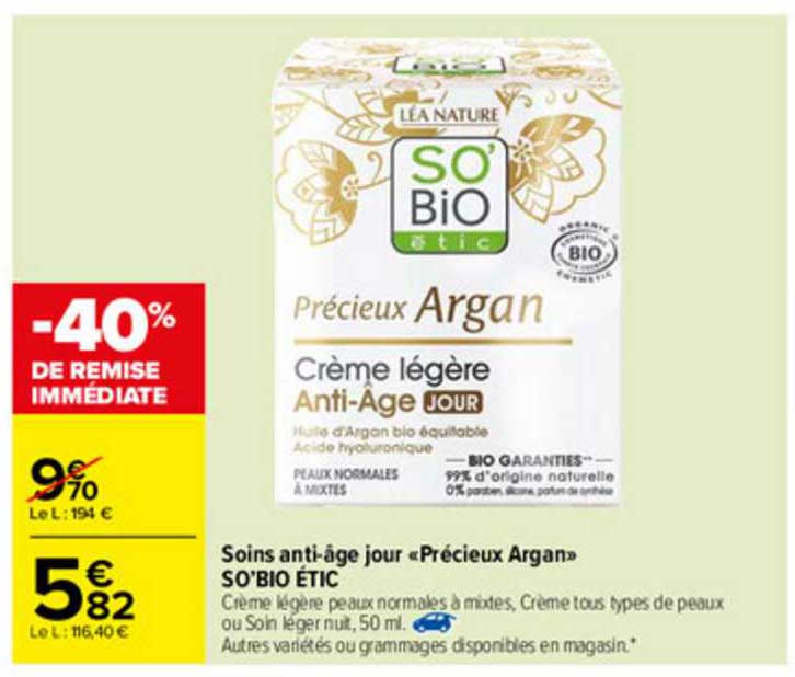 Soins Anti-âge Jour «précieux Argan» Os'bio étic