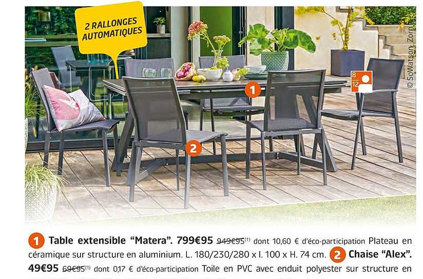 table extensible "matera", chaise "alex"