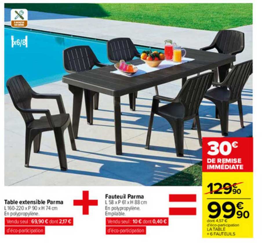 Table Extensible Parma + Fauteuil Parma