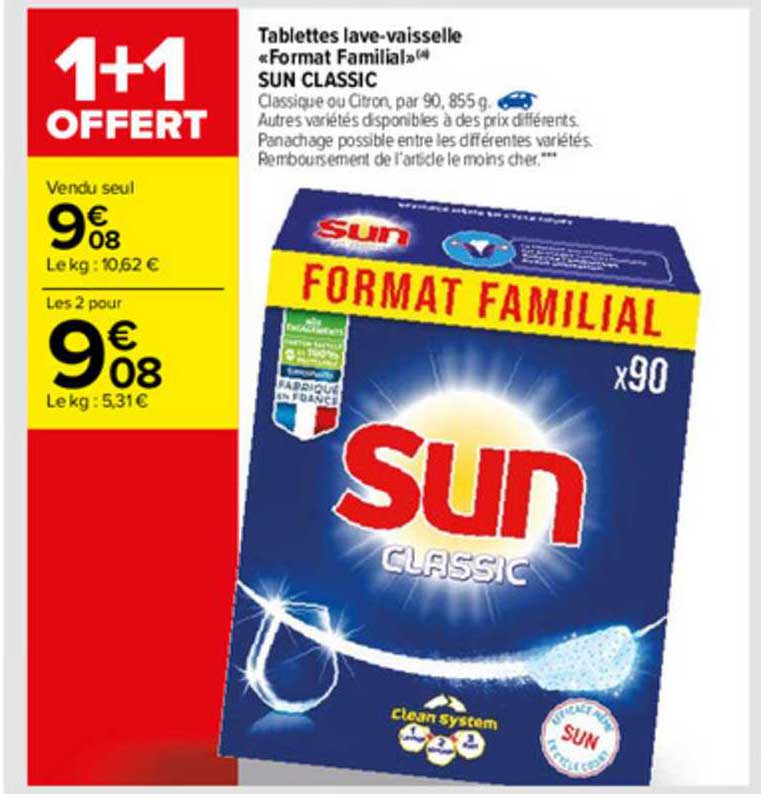 Tablettes Lave-vaisselle «format Familial» Sun Classic