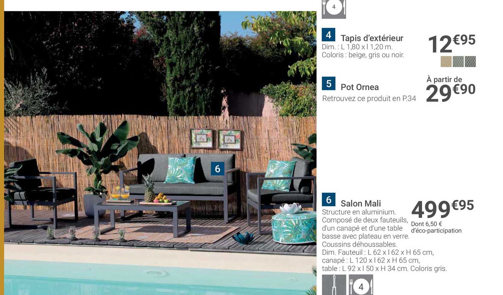 tapis d'extérieur, pot ornea, salon mali
