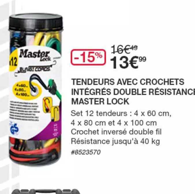 tendeurs avec crochets intégrés double résistance master lock