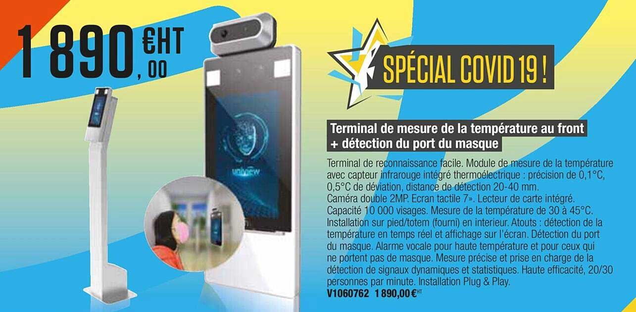 terminal de mesure de la température au front + détection du port du masque