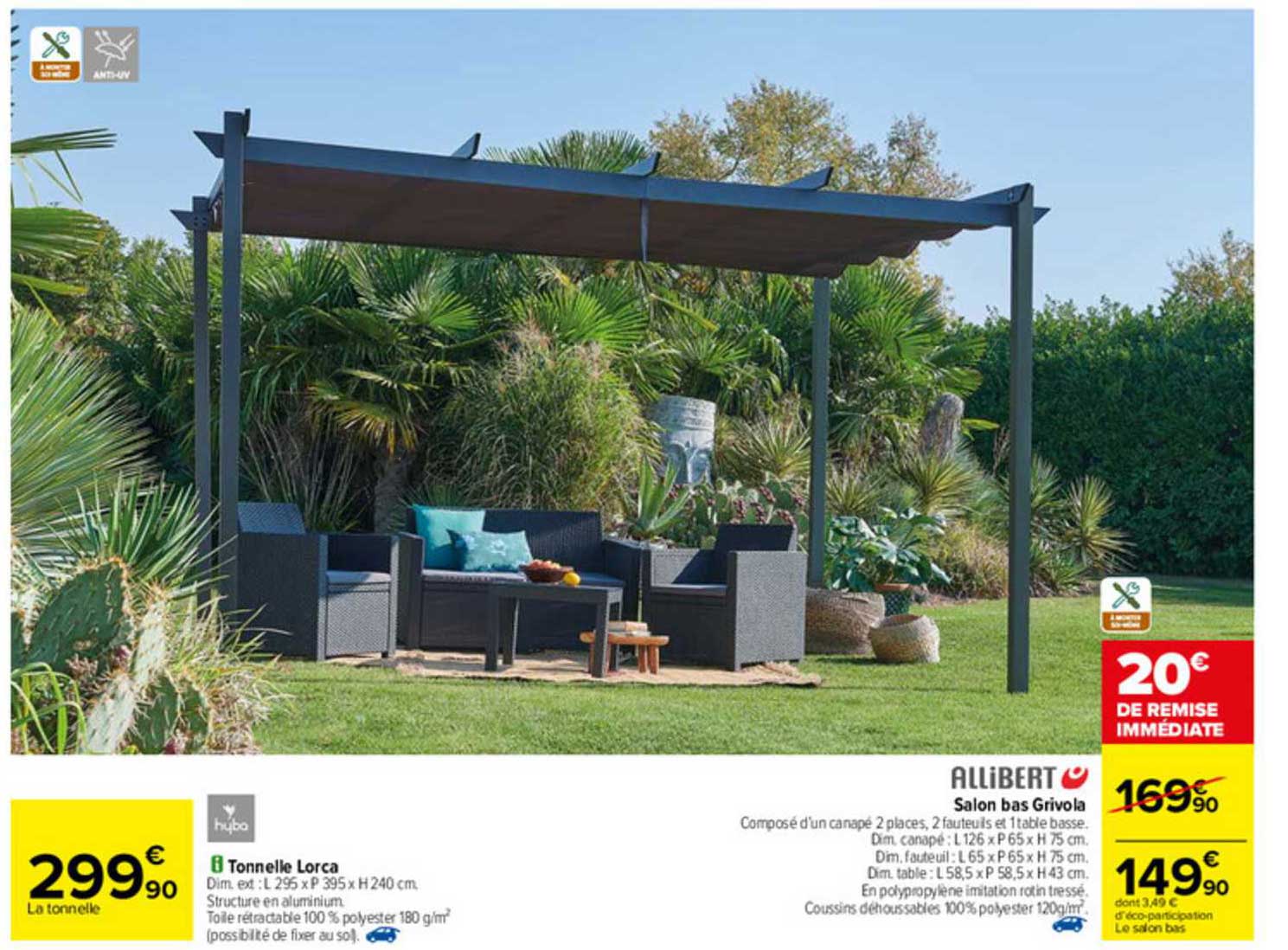 tonnelle lorca, salon bas grivola allibert