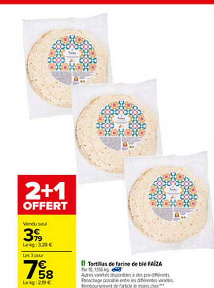 tortillas de farine de blé faïza