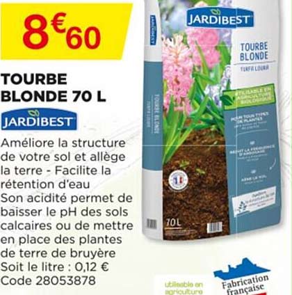 tourbe blonde 70 l jardibest