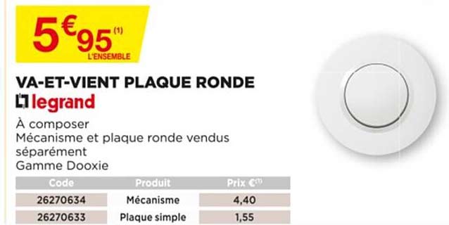va-et-vient plaque ronde legrand