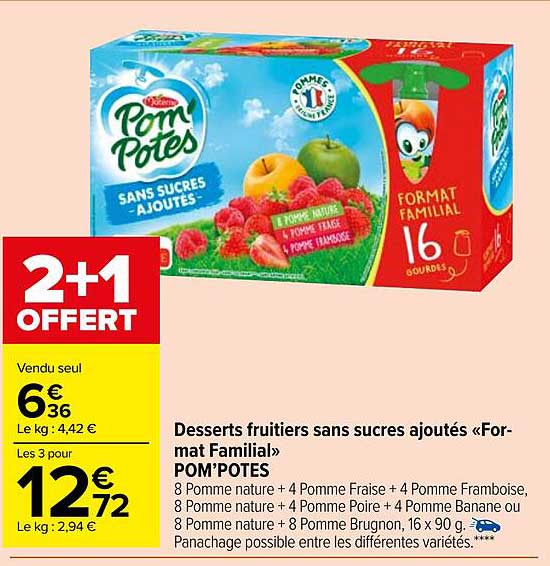 Desserts Fruitiers Sans Sucres Ajoutés «format Familial» Pom'potes