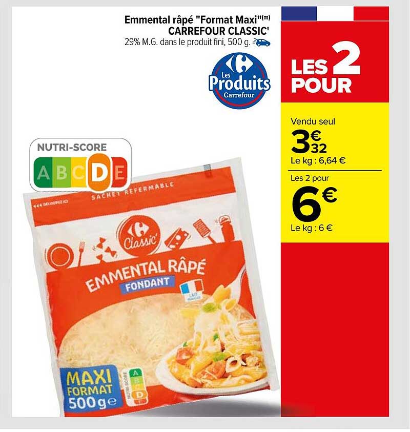 Emmental Râpé "format Maxi" Carrefour Classic'