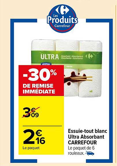 Essuie-tout Blanc Ultra Absorbant Carrefour