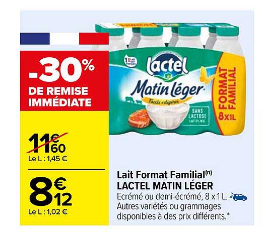 lait format familial lactel matin léger