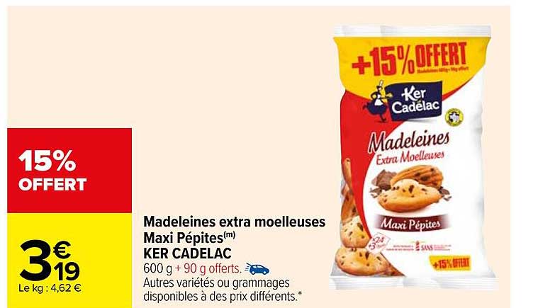 madeleines extra moelleuses maxi pépites ker cadelac