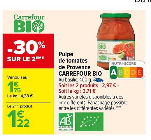 Pulpe De Tomates De Provence Carrefour Bio