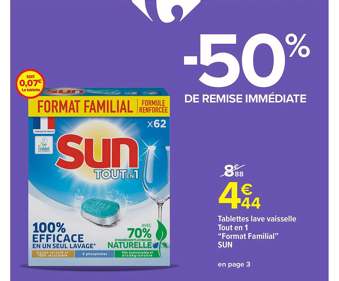 tablettes lave vaisselle tout en 1 "format familial" sun