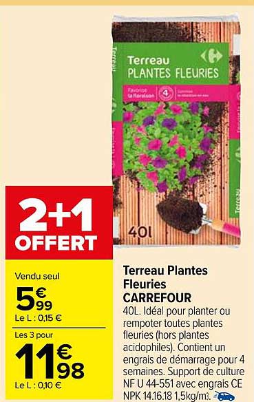 terreau plantes fleuries carrefour
