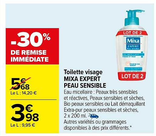 toilette visage mixa expert peau sensible