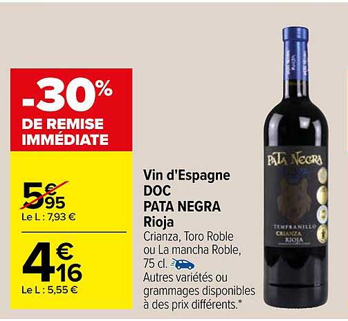 vin d'espagne doc pata negra rioja