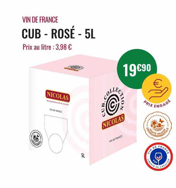 vin de france cub - rosé - 5 l