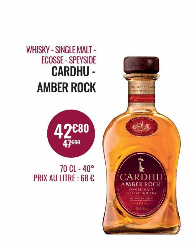 whisky - single malt - écosse - speyside - cardhu - amber rock