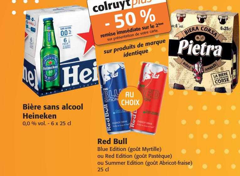 bière sans alcool heineken, red bull