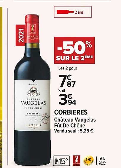 corbières château vaugelas fût de chêne