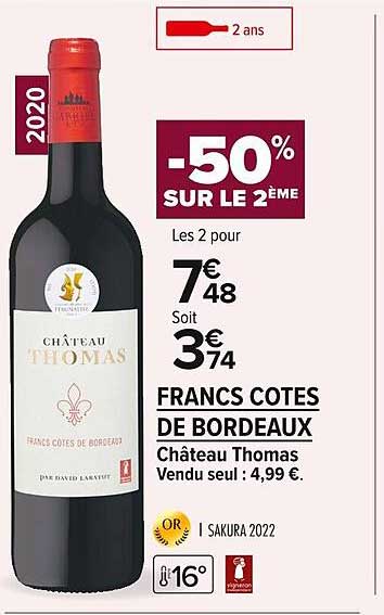 francs côtes de bordeaux château thomas