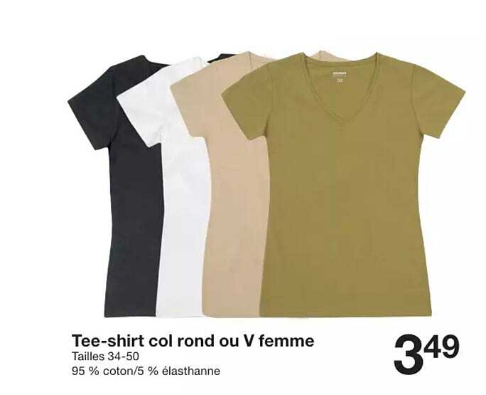 tee-shirt col rond ou v femme