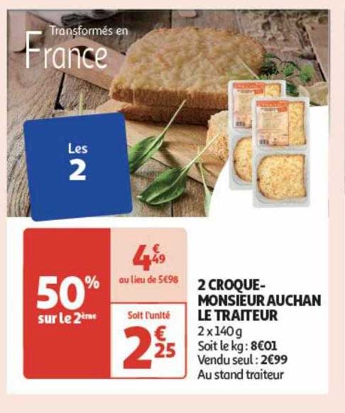 2 croque-monsieur auchan le traiteur