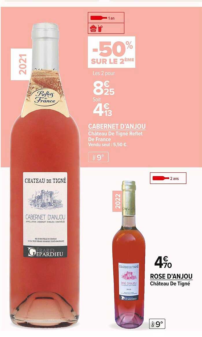 cabernet d'anjou château de tigné reflet de france, rose d'anjou château de tigné