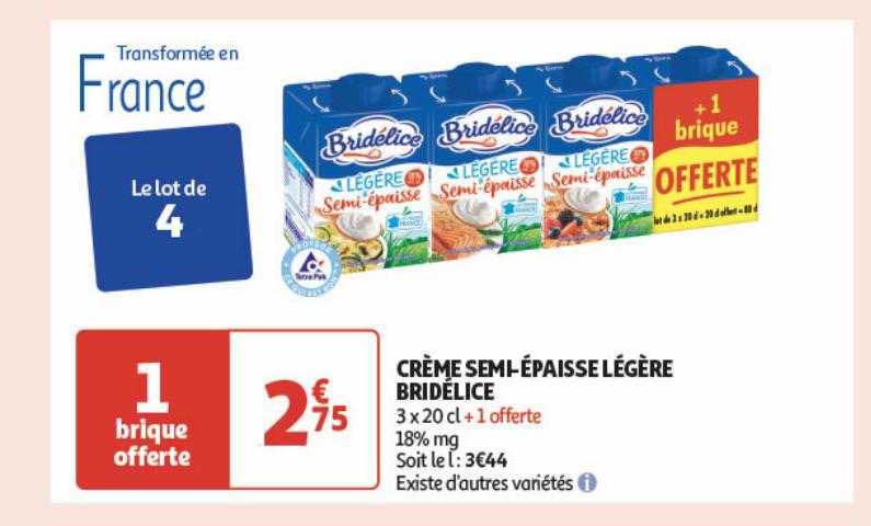 crème semi-épaisse légère bridélice