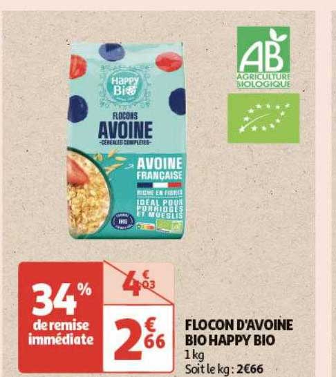 flocon d'avoine bio happy bio