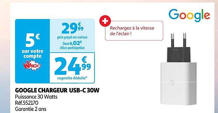 Google Chargeur Usb-c 30 Watts