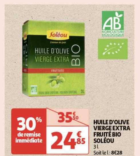 Huile D'olive Vierge Extra Fruité Bio Soléou
