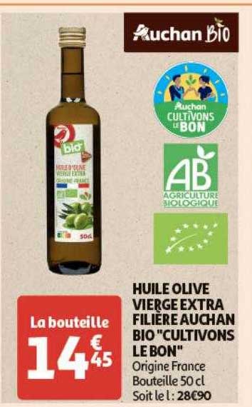 huile olive vierge extra filière auchan bio "cultivons le bon"