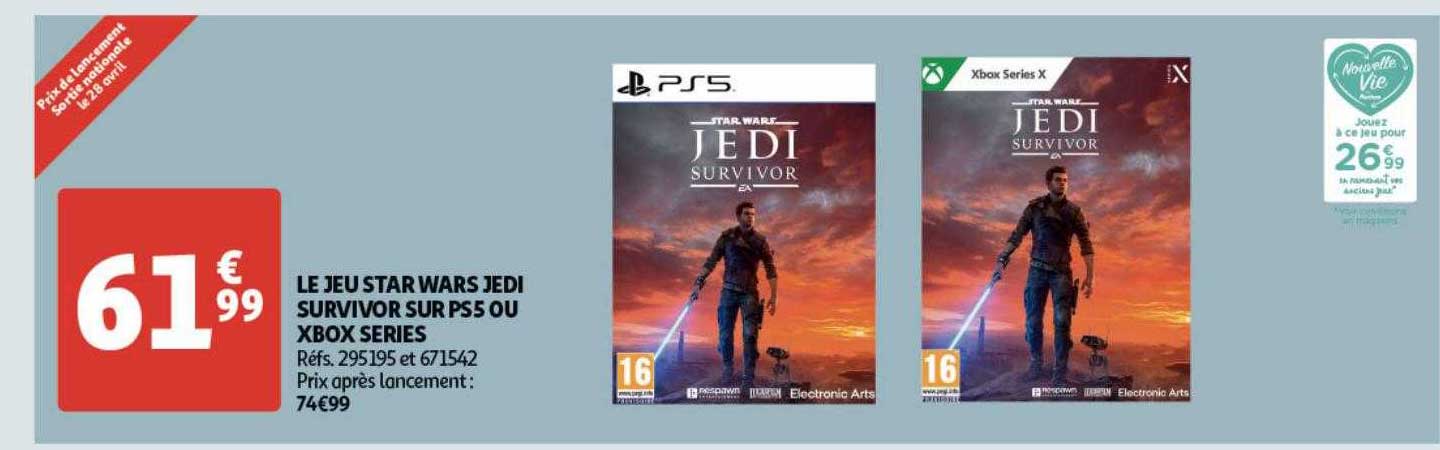 le jeu star wars jedi survivor sur ps5 ou xbox series